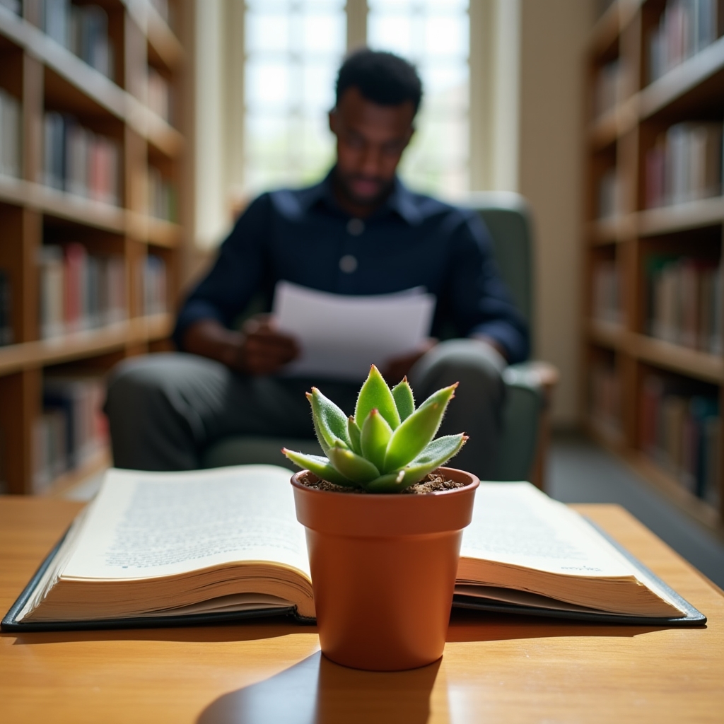 Visual representation of compound growth over time, books and charts in academic setting